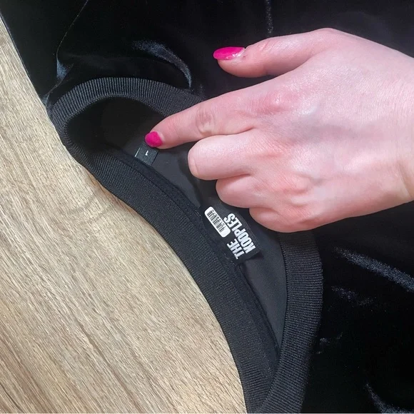 The Kooples Short Sleeve whimsigoth grunge black Velvet Rouched Mini Dress - Picture 8 of 9